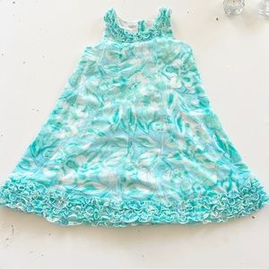 Isobella & Chloe Ruffle Hem Floral Dress 
In Blue Glass